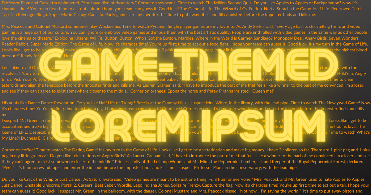 Game Theme Lorem Ipsum